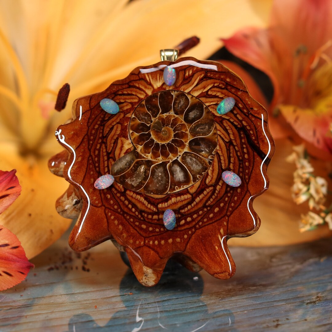 Ammonite Multistone large Third Eye Pinecone Pendant Etsy