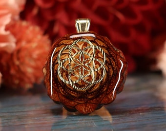 Natural Pinecone Pendant with Gold Seed of Life (Mini) by Third Eye Pinecones