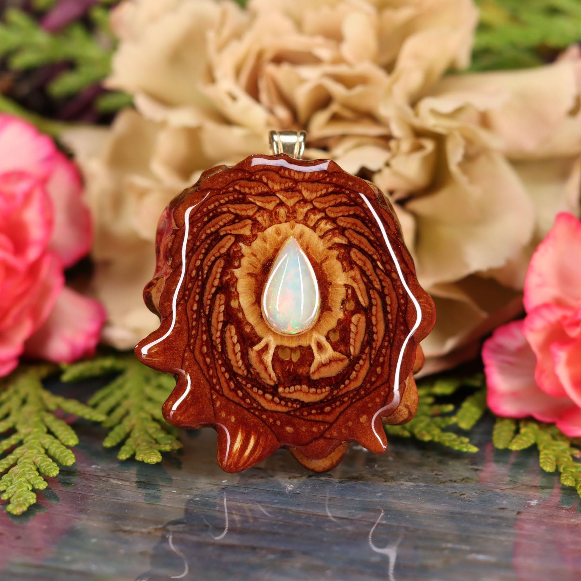 Pinecone Pendant with Ethiopian Opal (Medium) by Third Eye Pinecones
