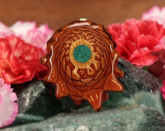 Pinecone Pendant with Glowing Crushed Malachite (Medium) by Third Eye Pinecones