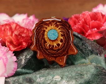 Pinecone Pendant with Glowing Crushed Turquoise (Medium) by Third Eye Pinecones