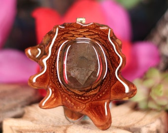 Pinecone Pendant with Ammolite (Large) by Third Eye Pinecones