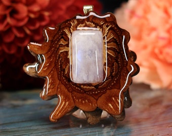 Pinecone Pendant with Moonstone (Large) by Third Eye Pinecones