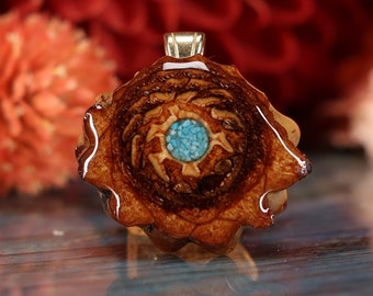 Pinecone Pendant with Glowing Crushed Turquoise (Mini) by Third Eye Pinecones