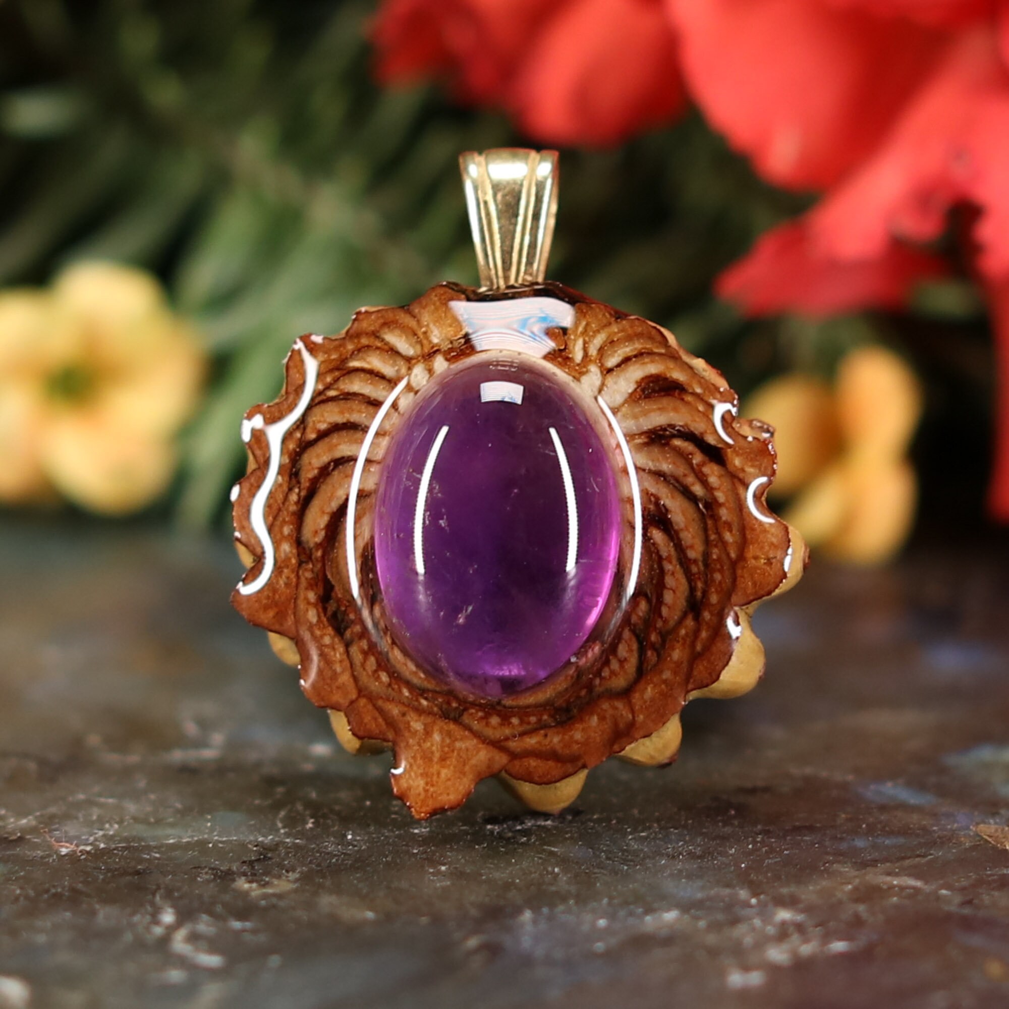Pinecone Pendant With Amethyst mini by 