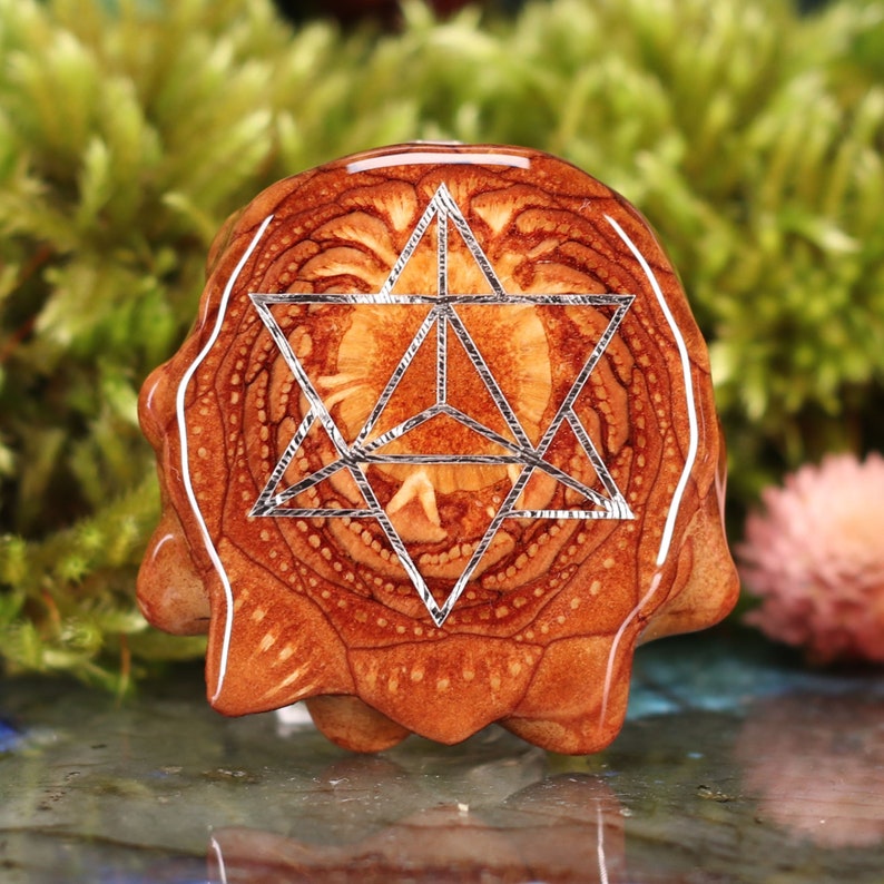 Natural Pinecone Pendant with Silver Merkaba Medium by Third Eye Pinecones