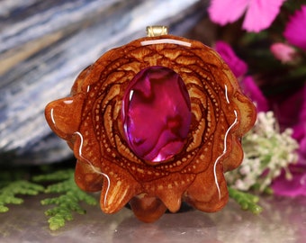 Pinecone Pendant with Pink Paua Shell (Small) by Third Eye Pinecones