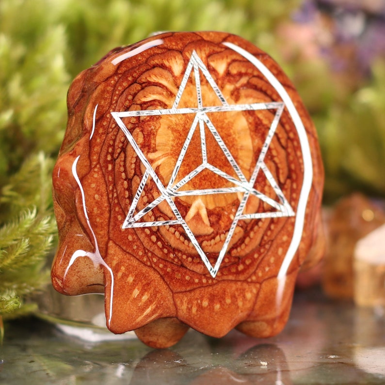 Natural Pinecone Pendant with Silver Merkaba Medium by Third Eye Pinecones