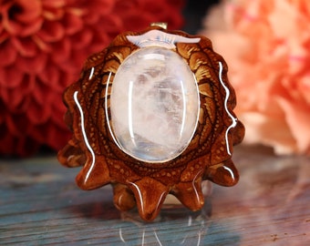 Pinecone Pendant with Moonstone (Medium) by Third Eye Pinecones