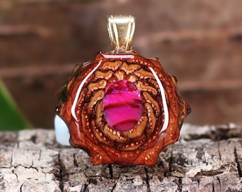 Pinecone Pendant with Paua Shell (Pink) (Mini) by Third Eye Pinecone