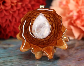 Pinecone Pendant with Moonstone (Medium) by Third Eye Pinecones