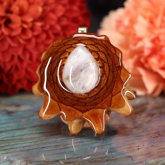 Pinecone Pendant With Moonstone medium by Third Eye Pinecones Etsy