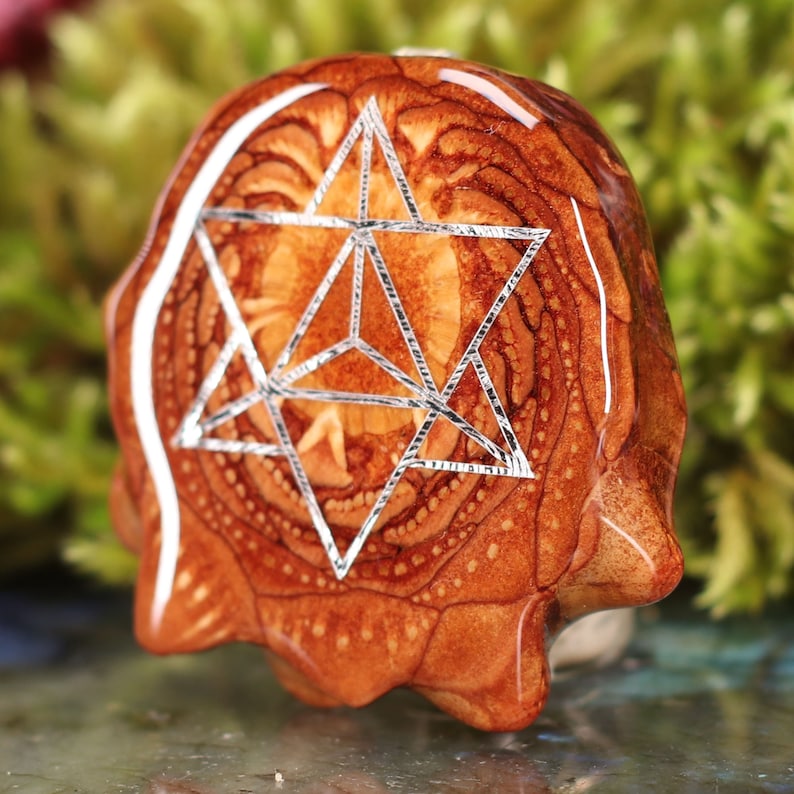 Natural Pinecone Pendant with Silver Merkaba Medium by Third Eye Pinecones