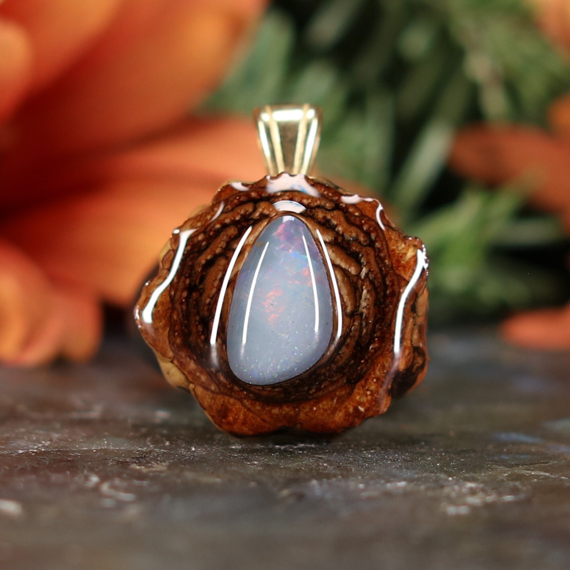 Pinecone Pendant With Opal australian 