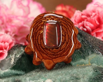 Pinecone Pendant with Ammolite (Medium) by Third Eye Pinecones