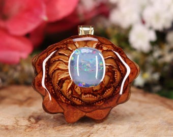 Pinecone Pendant with Opal (Australian Blue) (Mini) by Third Eye Pinecone