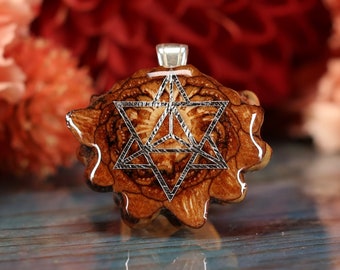 Natural Pinecone Pendant with Silver Merkaba (Mini) by Third Eye Pinecones