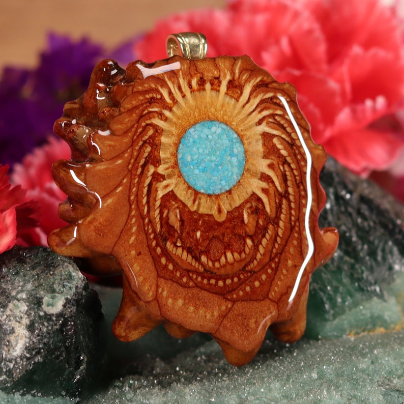 Pinecone Pendant with Glowing Crushed Turquoise Medium by Third Eye Pinecones image 3