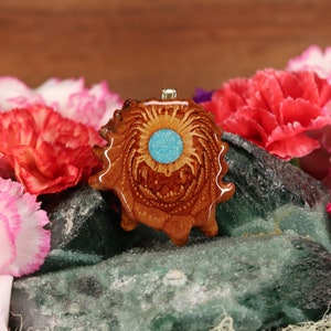 Pinecone Pendant with Glowing Crushed Turquoise Medium by Third Eye Pinecones image 1