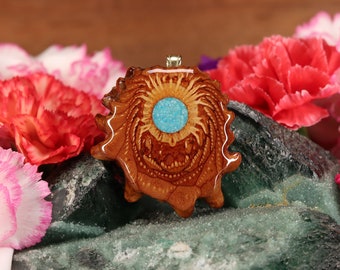 Pinecone Pendant with Glowing Crushed Turquoise (Medium) by Third Eye Pinecones