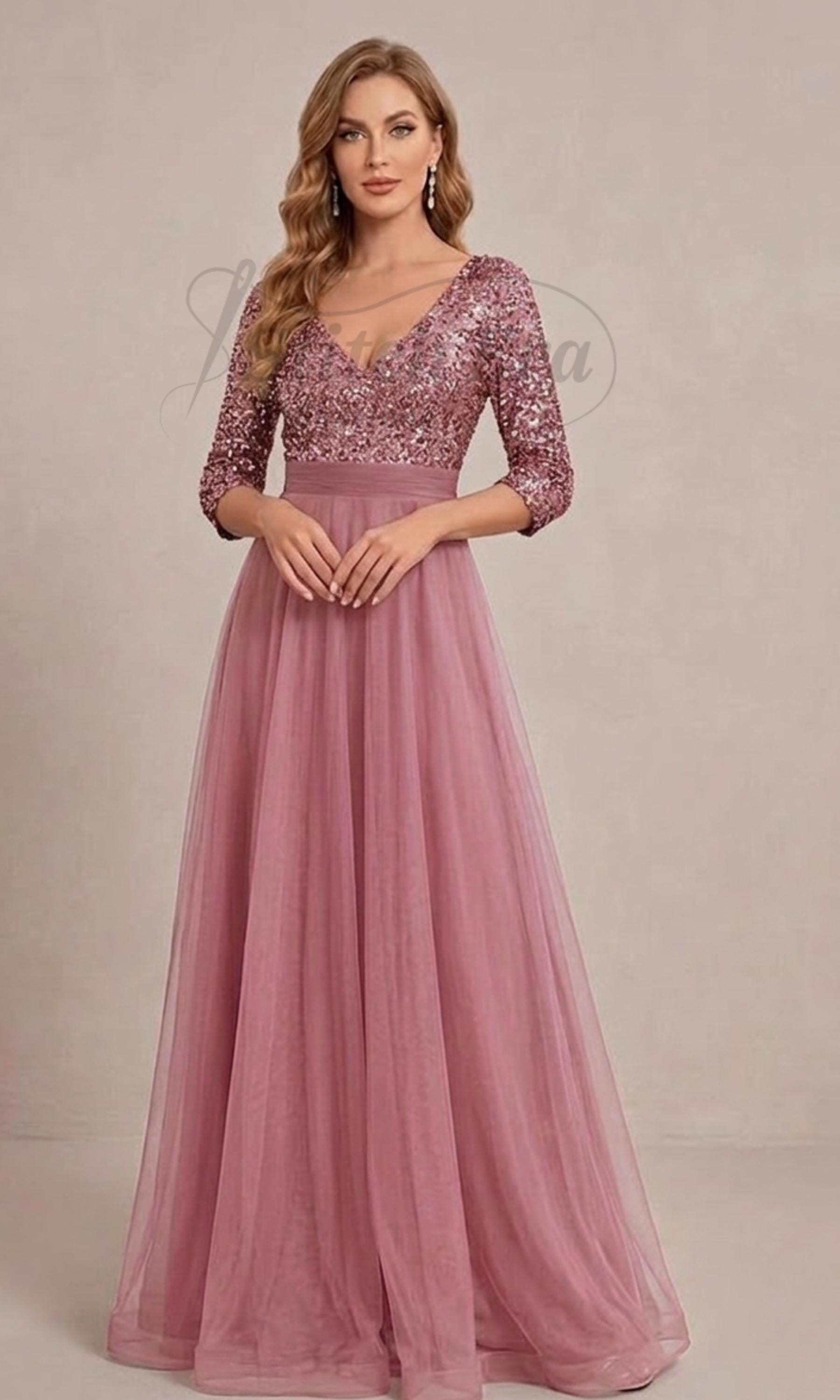 strapless open back dress Powder pink patent leather ballet flats with strap and heel main image 0