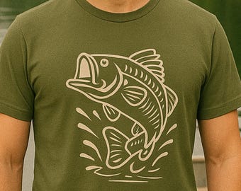 Camiseta de pesca de lubina negra, estética de pescador, camiseta de vida en el lago, regalos de pesca para hombres, pescador de lubina de agua dulce, regalo de naturaleza al aire libre
