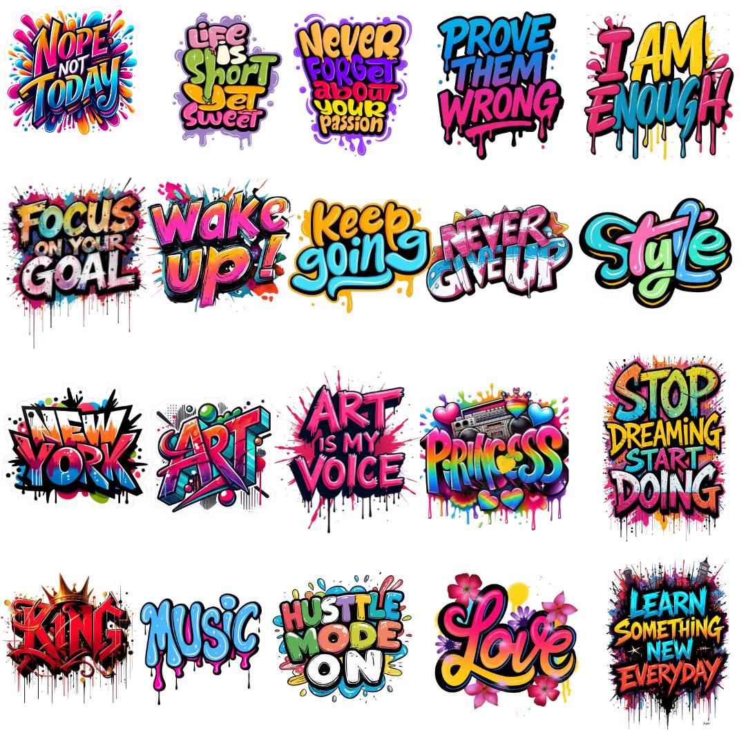 Graffiti PNG Design Bundle, Urban Street Art Graphics (digital Download ...