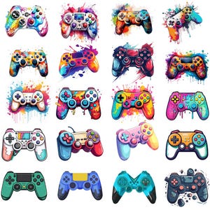 Gamer PNG Sublimeringspaket: Design av videospelskontroller (digital nedladdning)