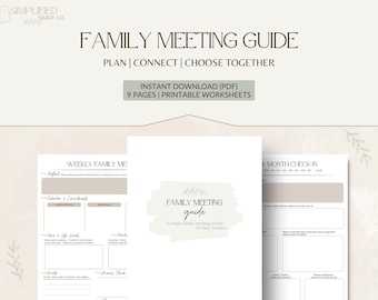Family Meeting Guide | Weekly and Monthly Planning Printable | Family Agenda & Values