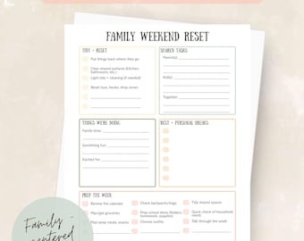 Family Weekend Reset Printable | Gentle Weekly Reset for Busy Families