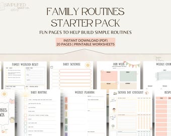 Family Routines Starter Pack | Daily Schedule, Weekly Overview, Bedtime Routine, Chore Charts