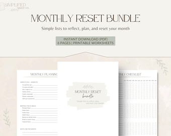 Monthly Reset Bundle for Moms | Simple Checklist and Planning Pages