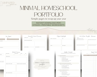 Minimal Homeschool Portfolio | Year Summary, Report Card (Digital Download)