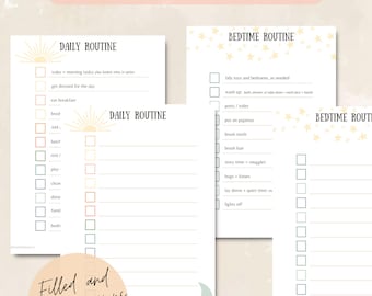 Daily & Bedtime Routine for Kids Printable | Visual Routine Charts | Ages 3–8