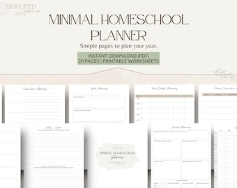 Minimal Homeschool Planner | Monthly & Weekly Planning Pages | Printable and Digital Download