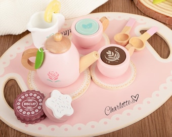 Laser-Engraved Children's Tea Set Toys,Personalized Custom Pretend Play Tea Set,Kid's Name Toys,Montessori Sensory Toy,Easter Gift
