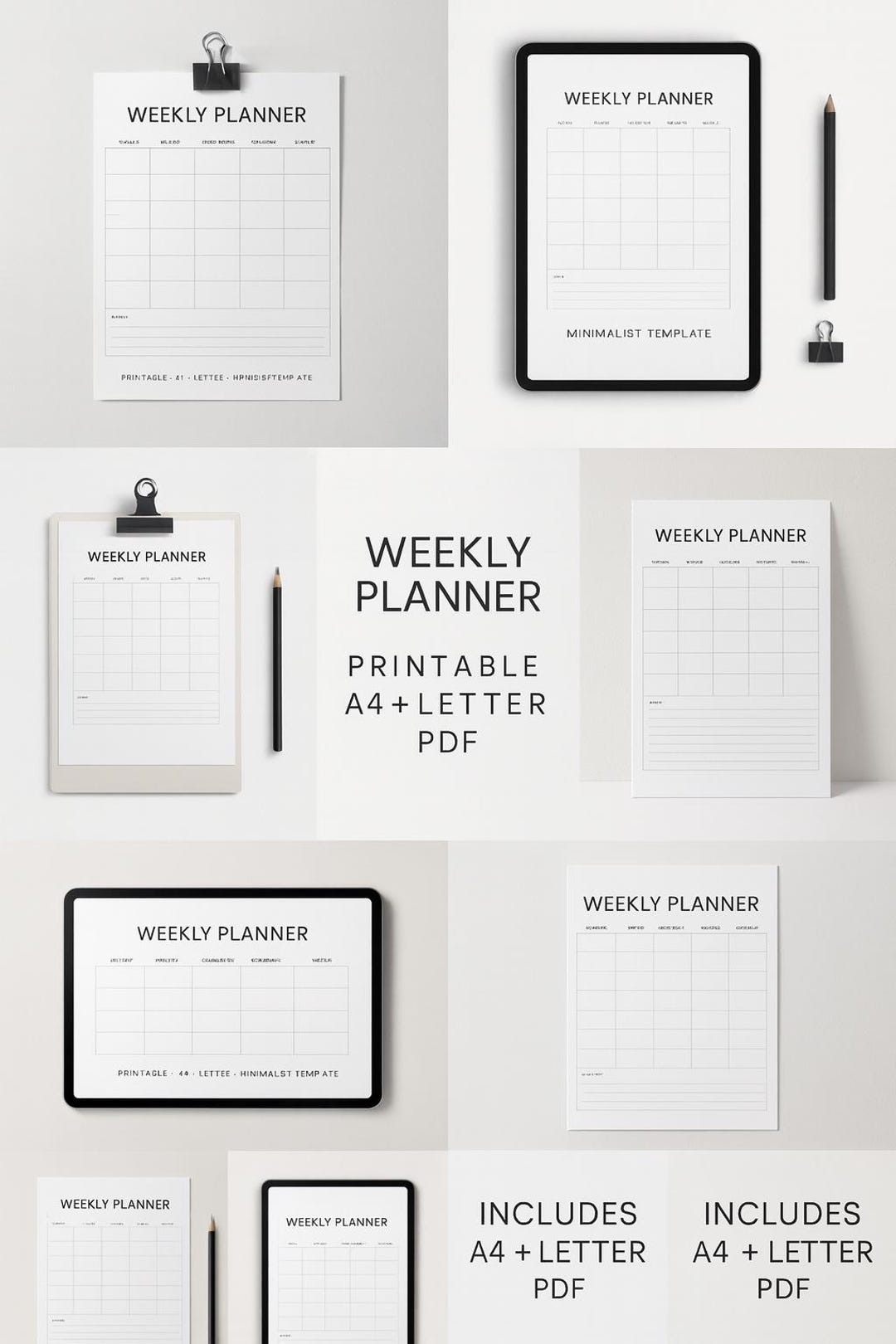 Minimalist Weekly Planner | Printable Template | A4 + Letter | Digital ...