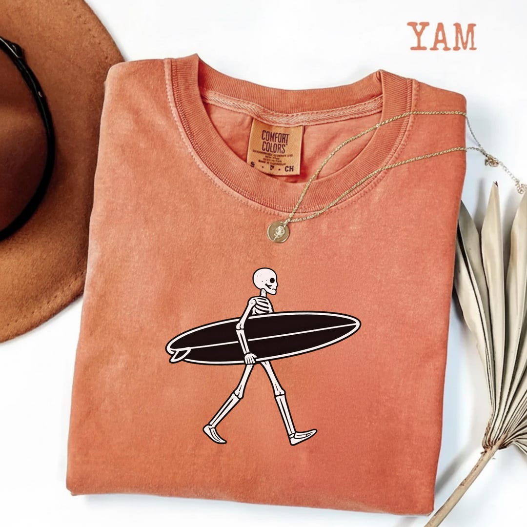 Skeleton Surfer PNG SVG: Funny Surfing Skeleton Png Svg Minimal Beach ...