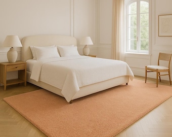Peach Fuzz Wool Rug | Hand Tufted Thick Pile, Minimalist Carpet