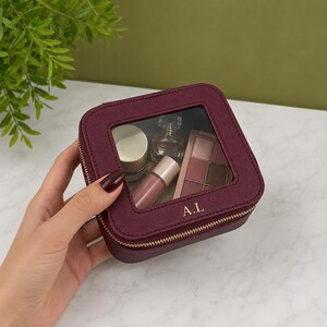 Leather Makeup Case with Clear Top