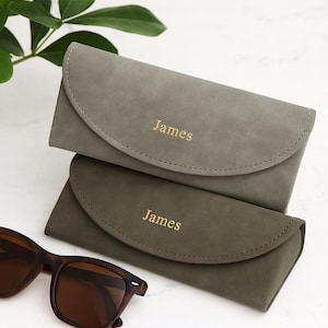 Personalized Leather Glasses Case Gold Letters