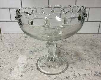 Vintage Indiana Glass Teardrop Scalloped Pedestal Compote