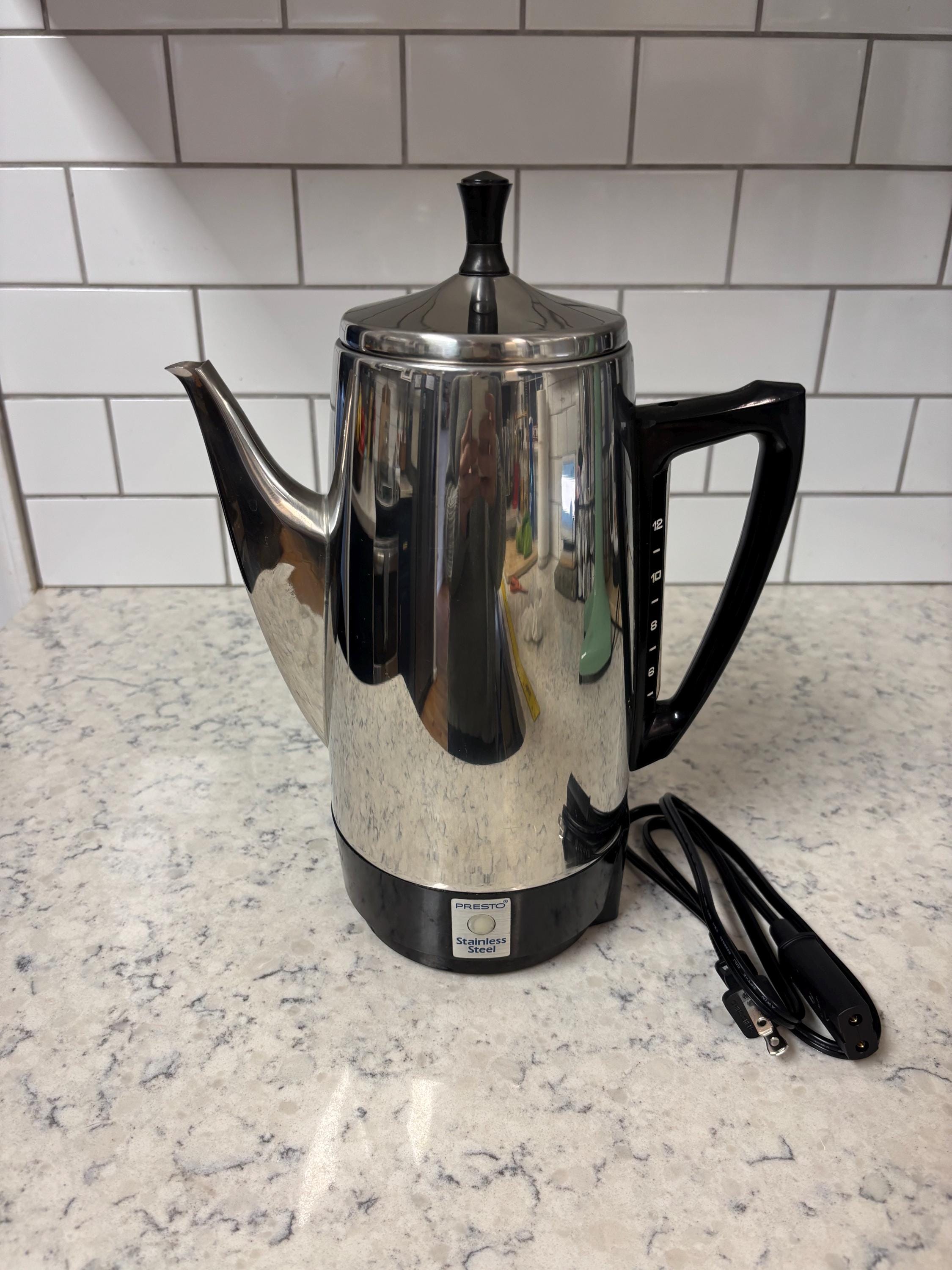 Vintage Presto 12-cup Stainless Steel Electric Coffee Percolator
