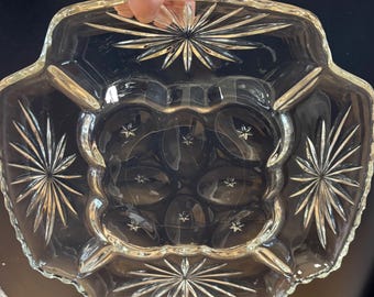 Vintage Anchor Hocking Prescut Glas geschnitten und teuflische Eierplatte.