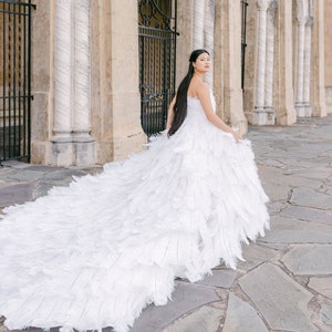 couture ostrich feather wedding dress