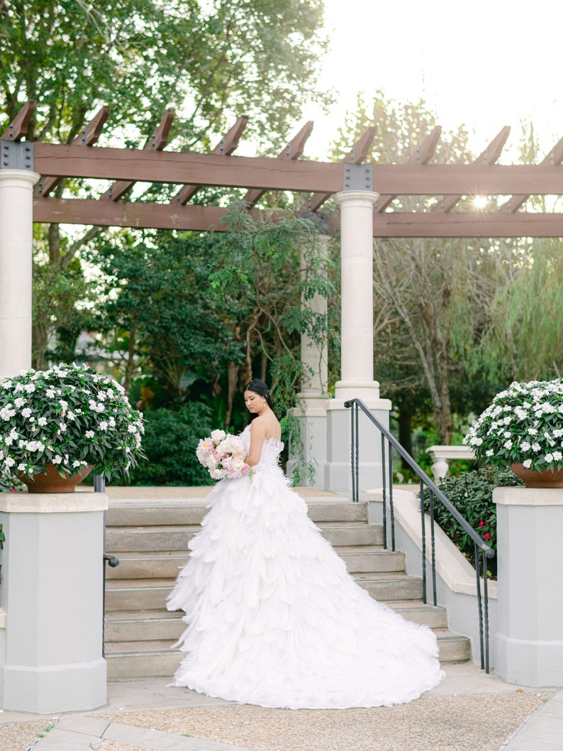 Couture White Ostrich Feather Wedding Gown image 3