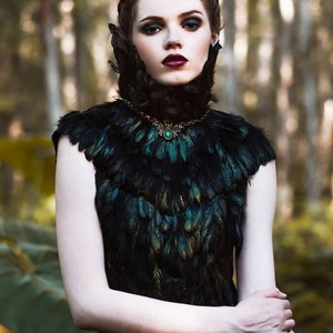 Raven Queen Black Iridescent Feather Couture Mermaid Gothic Wedding ...