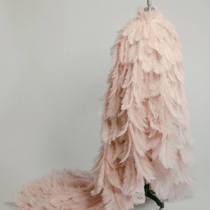 Blush Pink Ostrich Plume Feather Bridal Wedding Cape Couture