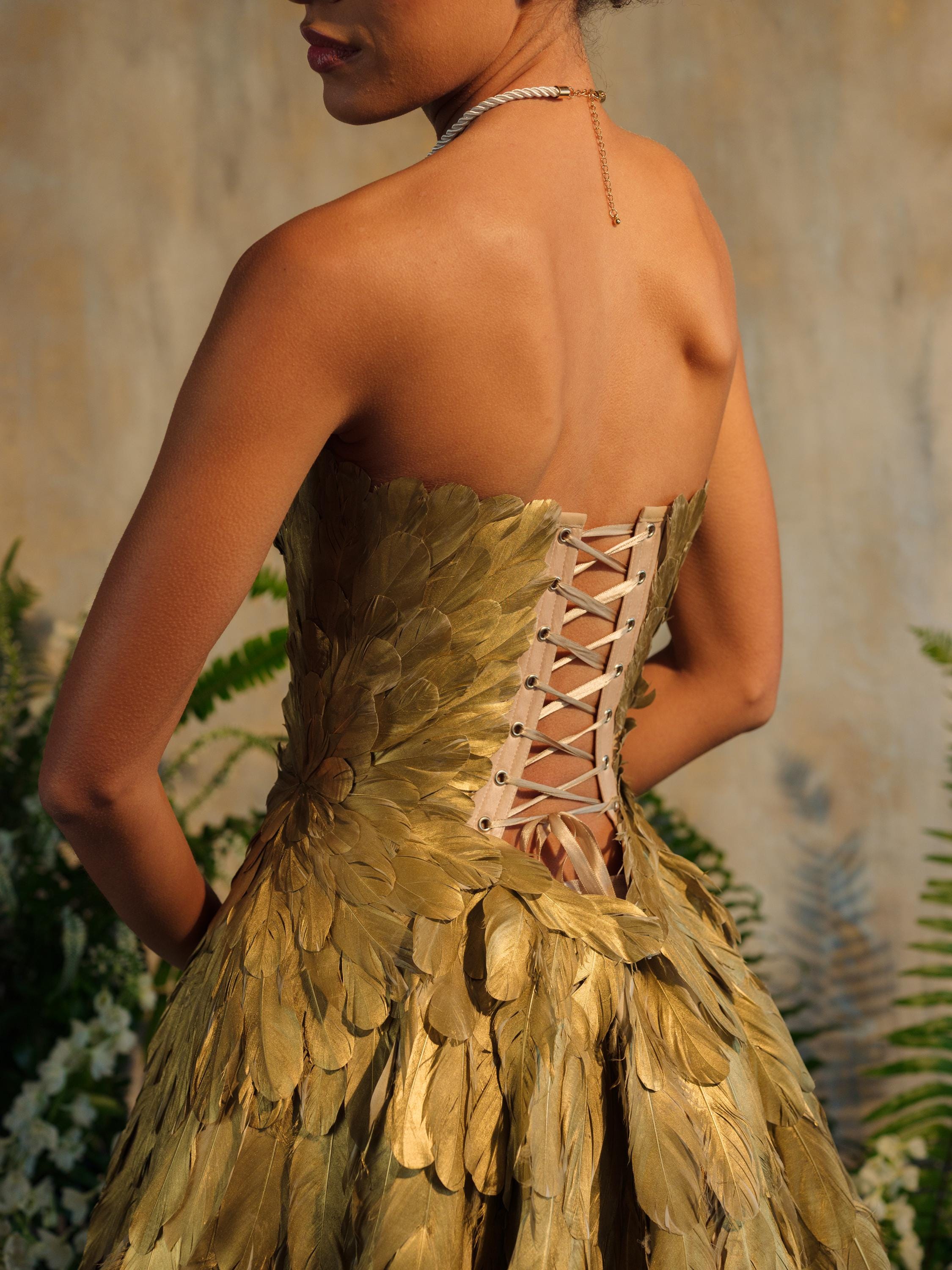 feather corset dress Glitter Off Shoulder Feather Corset Gown by Juliet 288 ABC Fashion