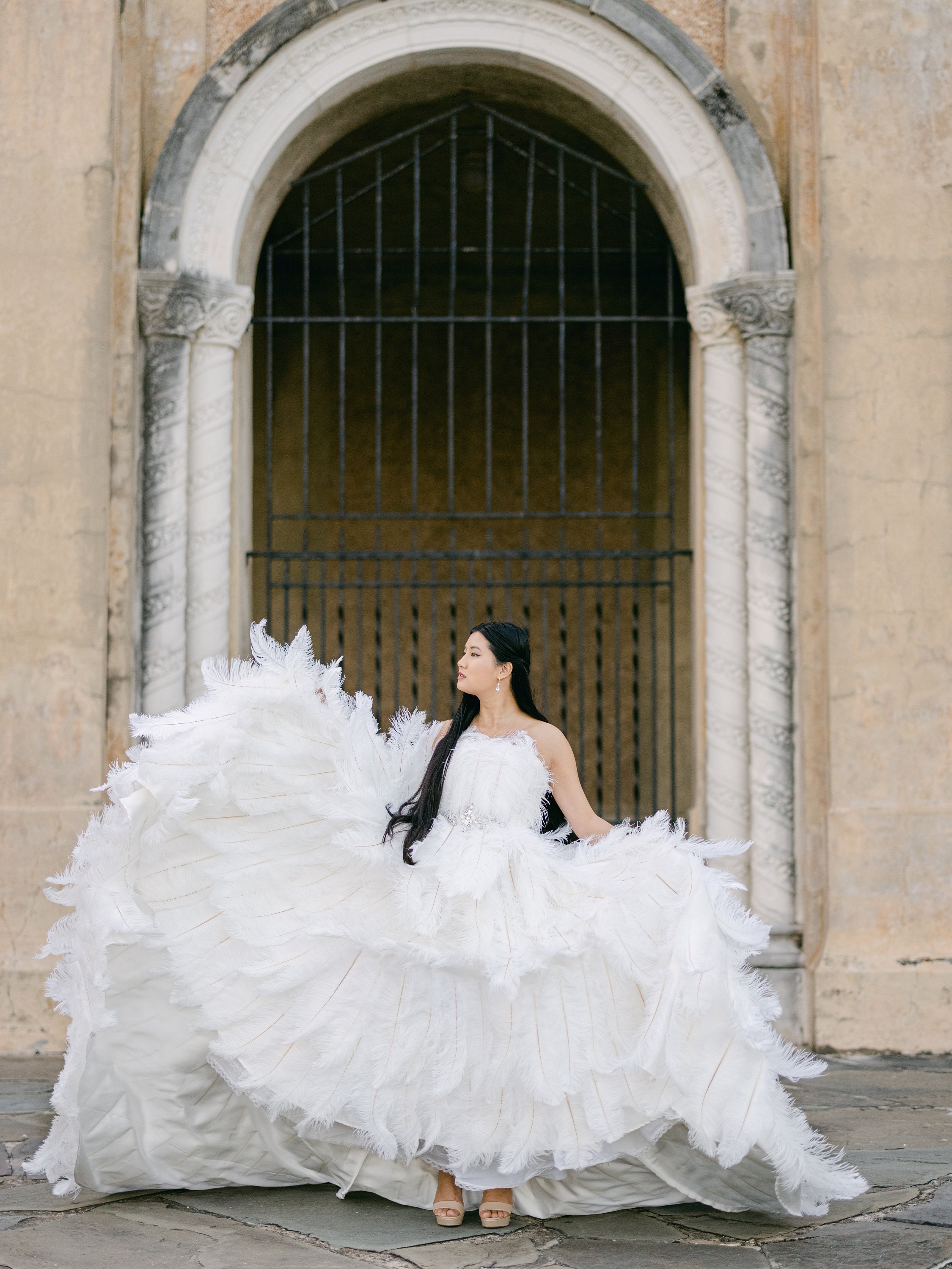 Couture White Ostrich Feather Wedding Gown - Etsy